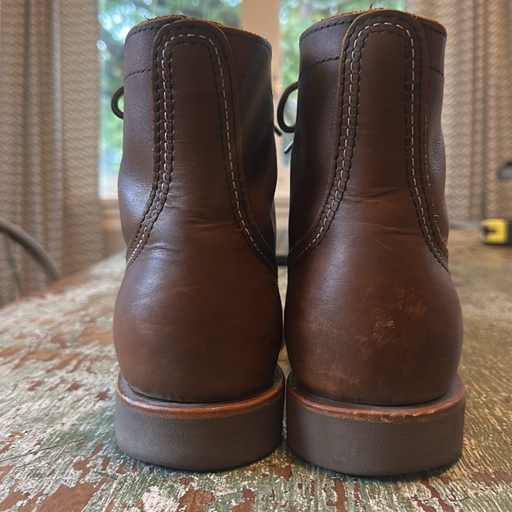 Men's Brown oiled leather rockabilly Red Wing style mens boots sz 9.5 - Picture 5 of 7